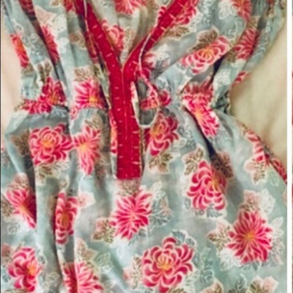Free People Rare Blue Tunic with Pink Flowers Size S. - Picture 6 of 9